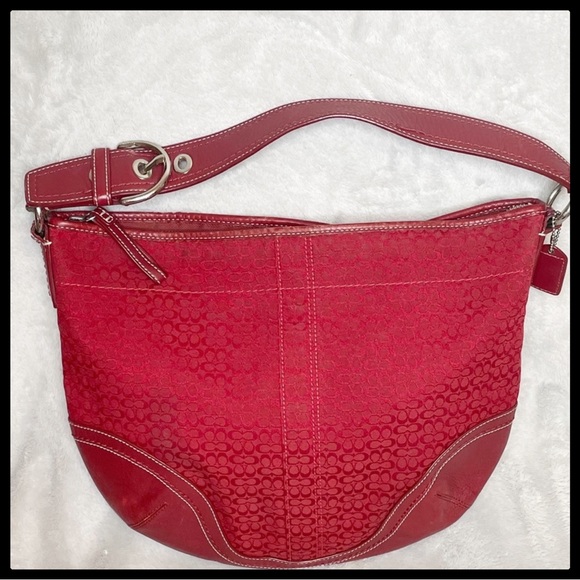Coach Handbags - Red Signature Coach Large Soho Hobo